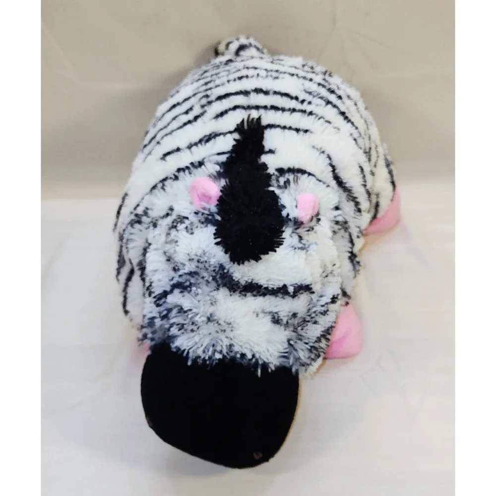 Beautiful Pillow‎ Pets Zebra Plush 2010 Original Black White Pink Retired